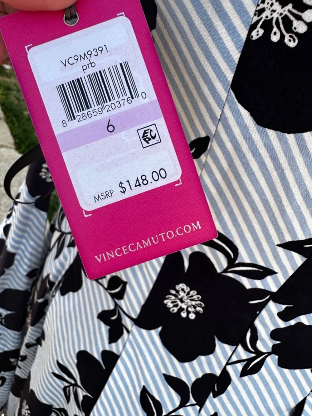 Vince Camuto navy lavender floral dress sleeveless A-line lined size 6 NWT - Picture 9 of 12